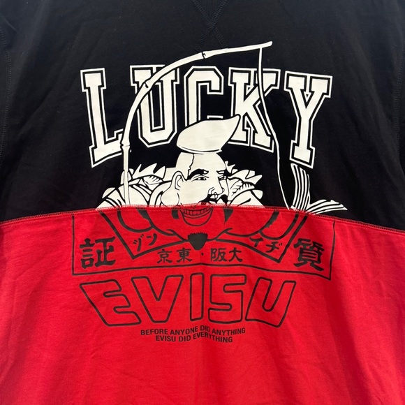 Evisu Lucky Black Graphic Red T-Shirt Size XXL - Picture 6 of 7